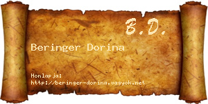 Beringer Dorina névjegykártya